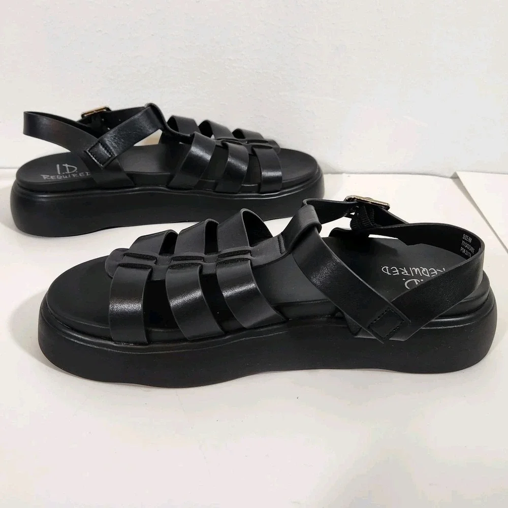 ID Required Fisherman Sandals Womens Sz 9M Black Platform Chunky Y2K Grunge Goth